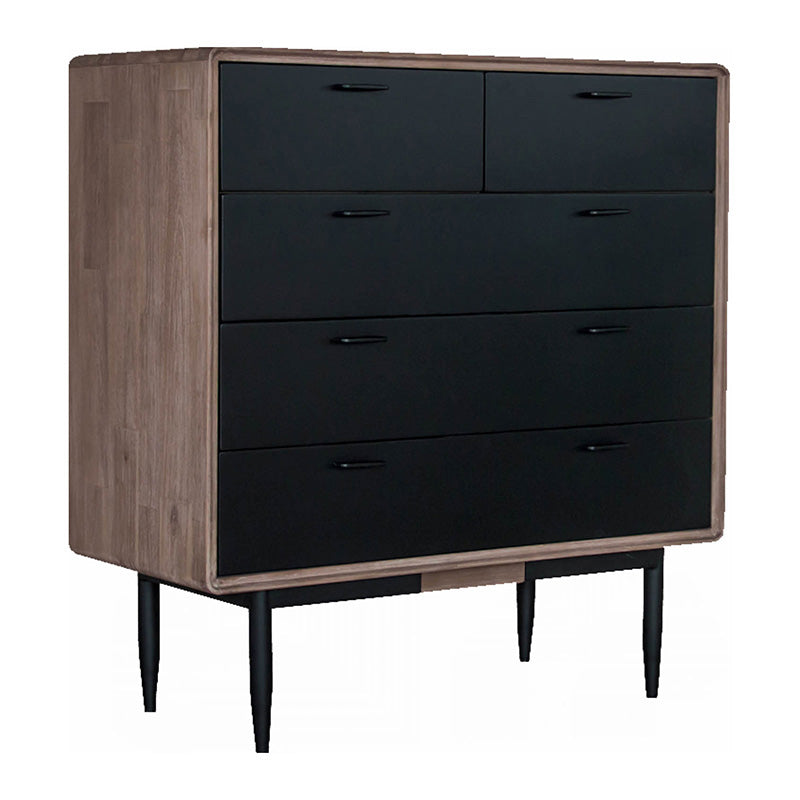 140cm Acacia Solid Wood Binder Tall Sideboard with Sandblast & Black Finish - Perfect for Living Room, Dining Room, and Office Storage