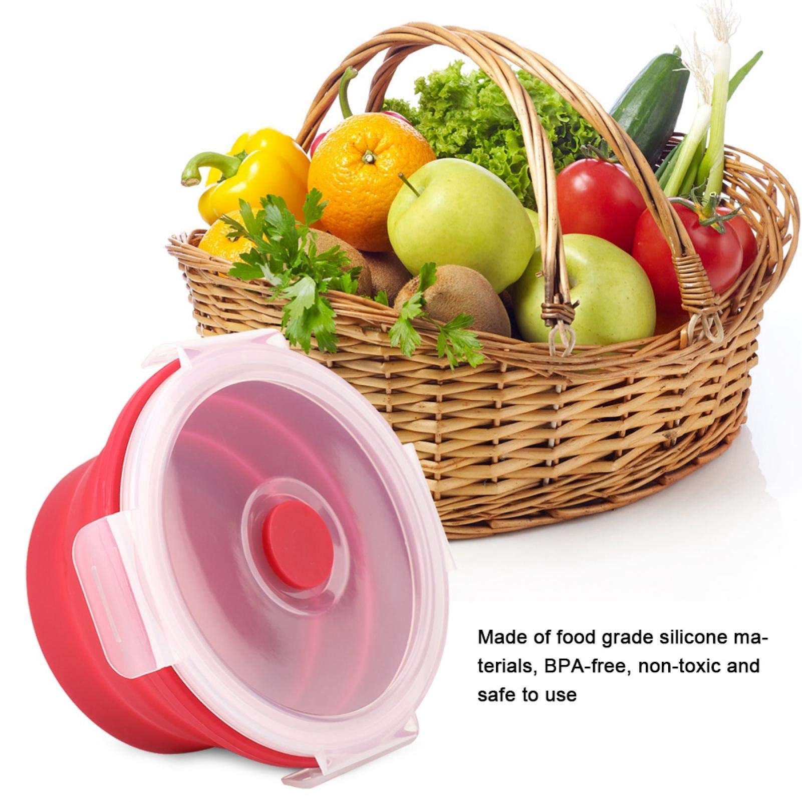 Foldable Silicone Bento Lunch Box 350ml - Microwave Safe for Office & Picnics