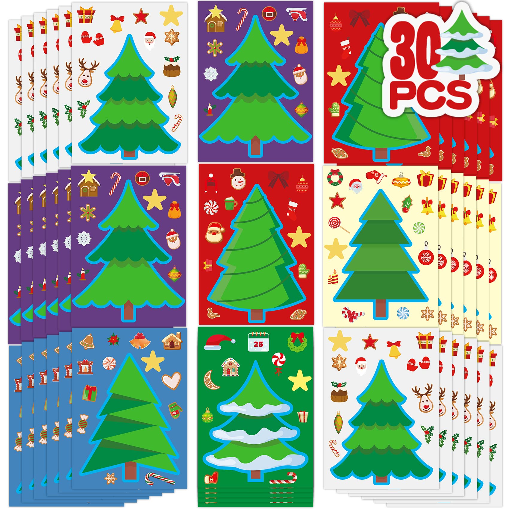 Funnlot Christmas Stickers for Kids - Holiday Tree Decals, Fun Toddler Activities & Learning Games - Perfect for Classroom Crafts, DIY Gift Wrapping & Holiday Party Favors