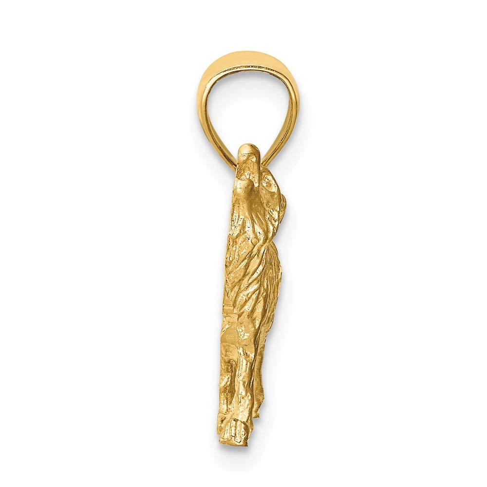 14K Yellow Gold Diamond-Cut Wolf Pendant Necklace for Men - Perfect for Gifts, Everyday Wear & Special Occasions