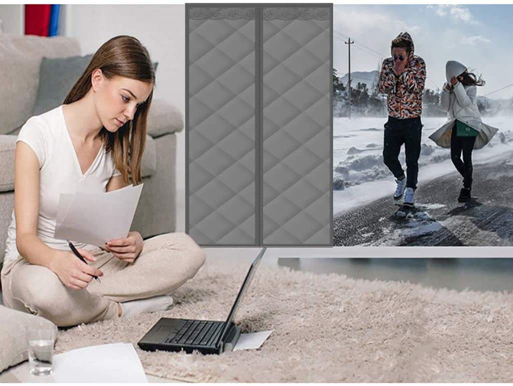 Magnetic Thermal Insulated Door Curtain 60x87In - Energy Saving Winter Door Cover with Electromagnetic Shielding & Noise Reduction | Waterproof Heavy Duty Cotton for Home, Office & RV Use in Cold Weather