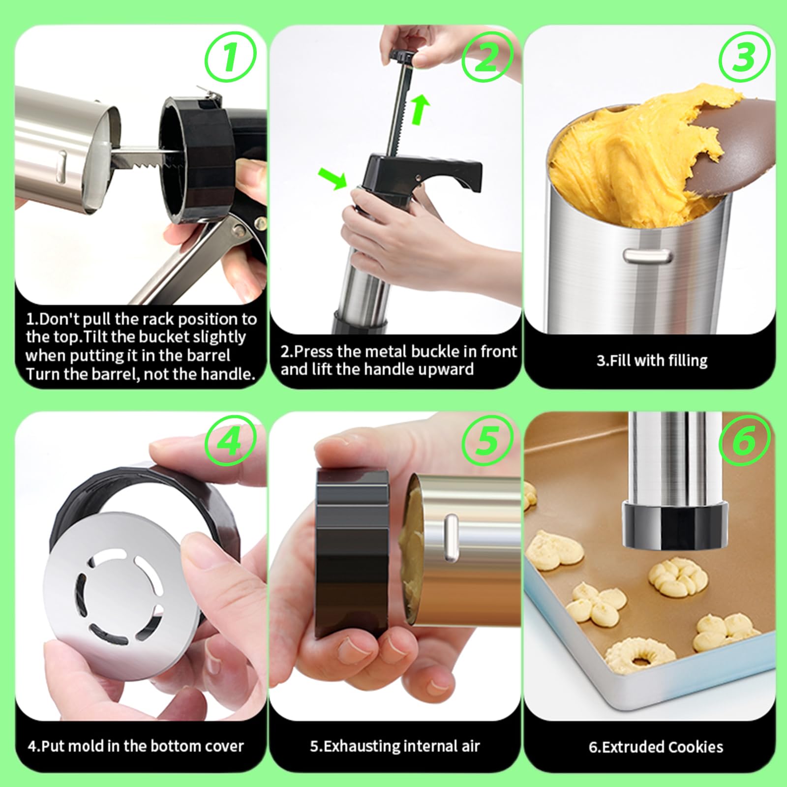 Suuker Stainless Steel Cookie Press Gun Kit - 8 Piping Tips & 13 Cookie Discs for Baking, Cake Decorating, Holiday Cookies, and DIY Dessert Making (Perfect for Christmas, Weddings, and Home Baking)