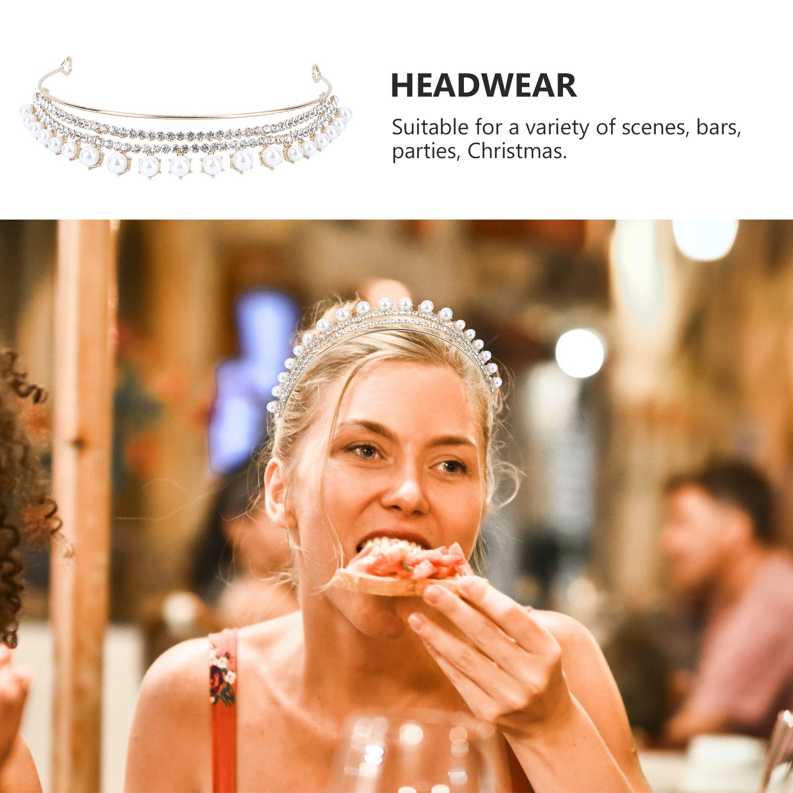 Crystal Rhinestone Headband with Pearls - Wedding Tiara for Brides & Princesses