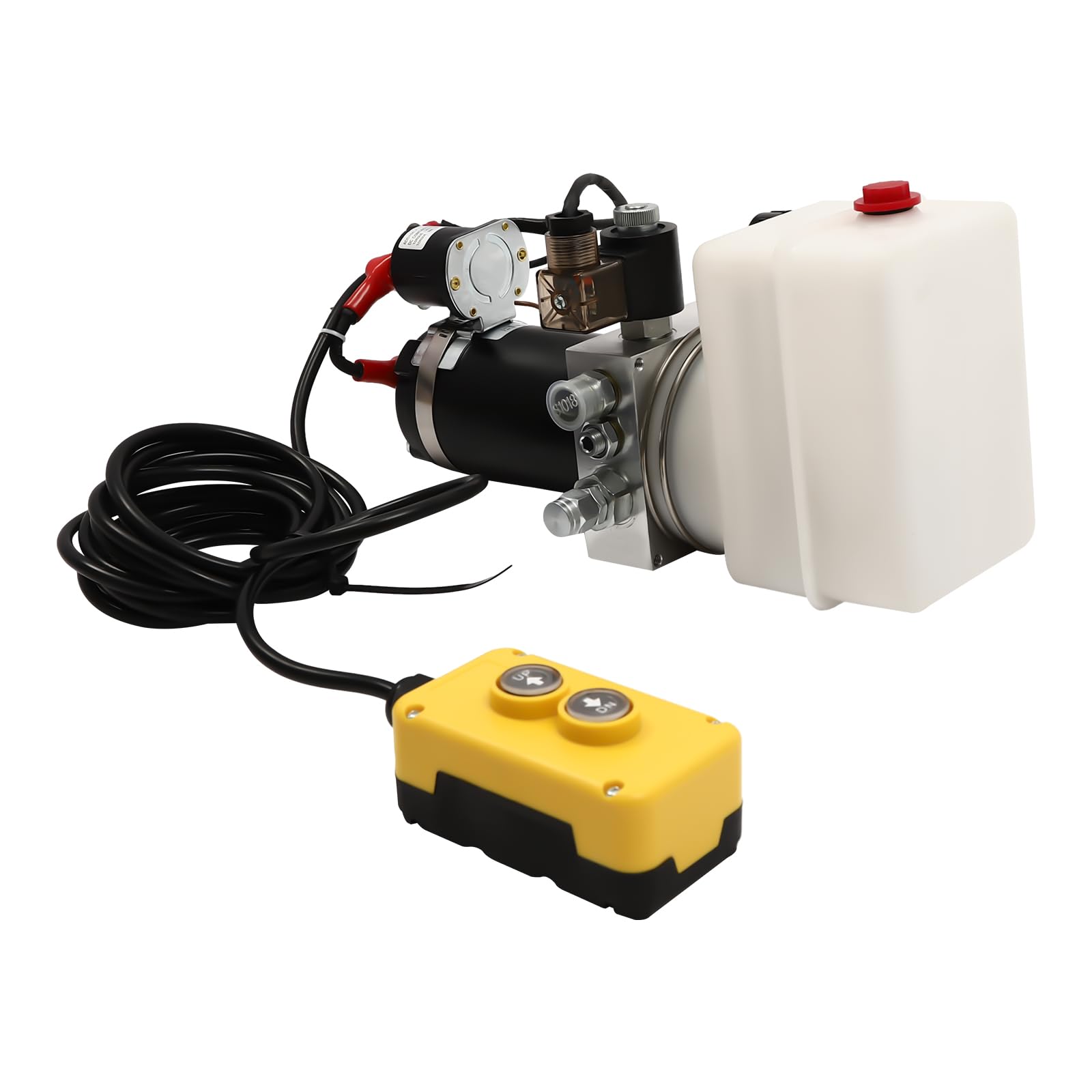 800W 12V DC Hydraulic Power Unit with Remote Control - 1.67 Quart Single Acting Hydraulic Pump with Oil Reservoir for Dump Trailers, Car Lifting, Log Splitters & Heavy Equipment Maintenance (Ideal for Automotive Repair & Farm Use)