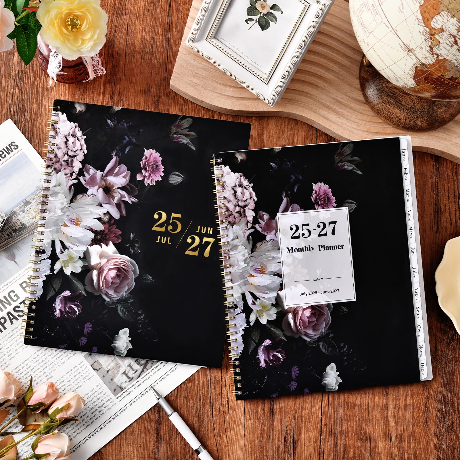 2025-2027 Monthly Planner - 9'' x 11'' 2-Year Academic Calendar (July 2025 - June 2027) with Tabs, Twin-Wire Binding & Inner Pocket | Premium Thick Paper for Office, School & Personal Organization | Perfect for Students, Teachers & Professionals