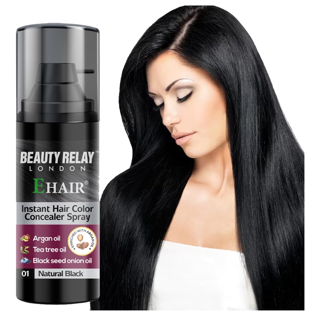 BEAUTYRELAY LONDON Ammonia-Free Instant Hair Color Spray - Natural Gray Coverage for Dark Brown & Black Hair | Easy to Use Temporary Hair Dye for Quick Touch-Ups at Home, Work, or Special Events