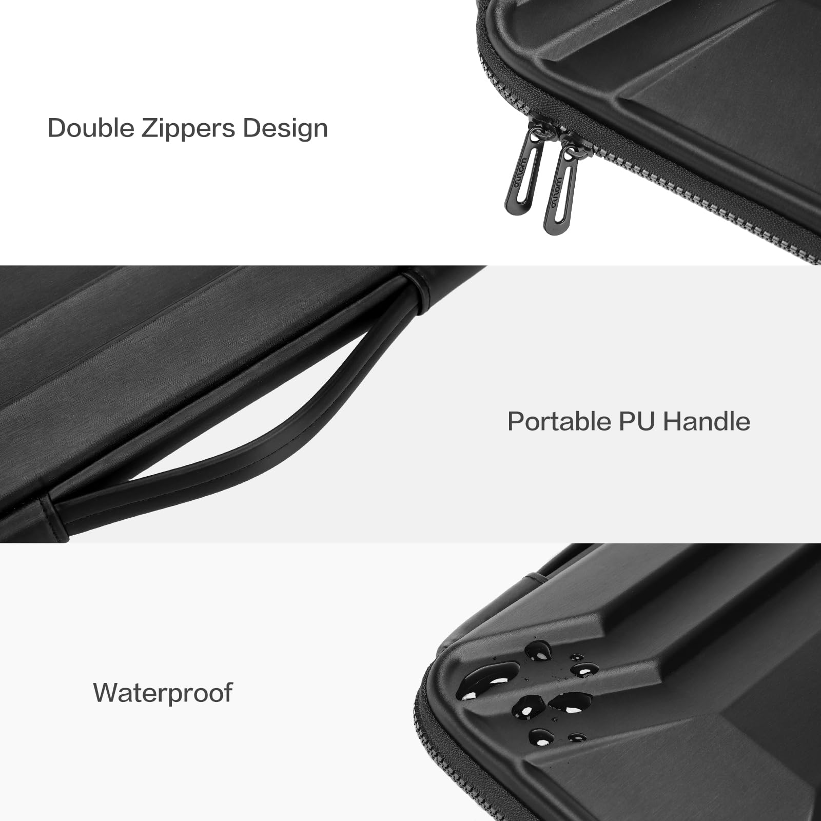 MOSISO 13-14 Inch Waterproof Shockproof Laptop Hard Case - EVA Hard Shell Protective Sleeve for MacBook Pro/Air, HP, Dell Laptops with Handle - Perfect for Travel, School & Business Use (Black)