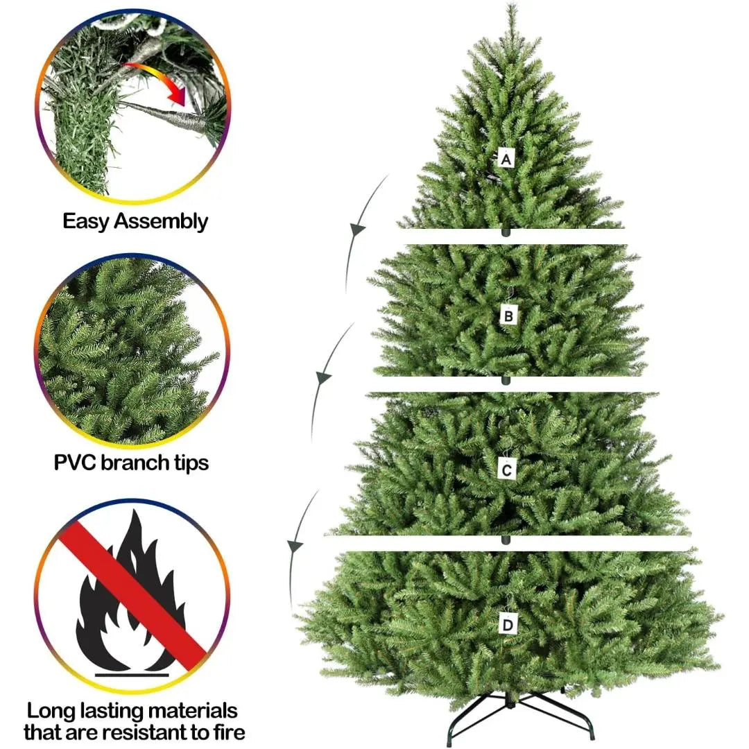 6.5'/7.5'/9' Premium Artificial Christmas Tree with Realistic Branch Tips, Sturdy Metal Stand & Hinged Branches - Perfect for Home, Office & Holiday Decorations
