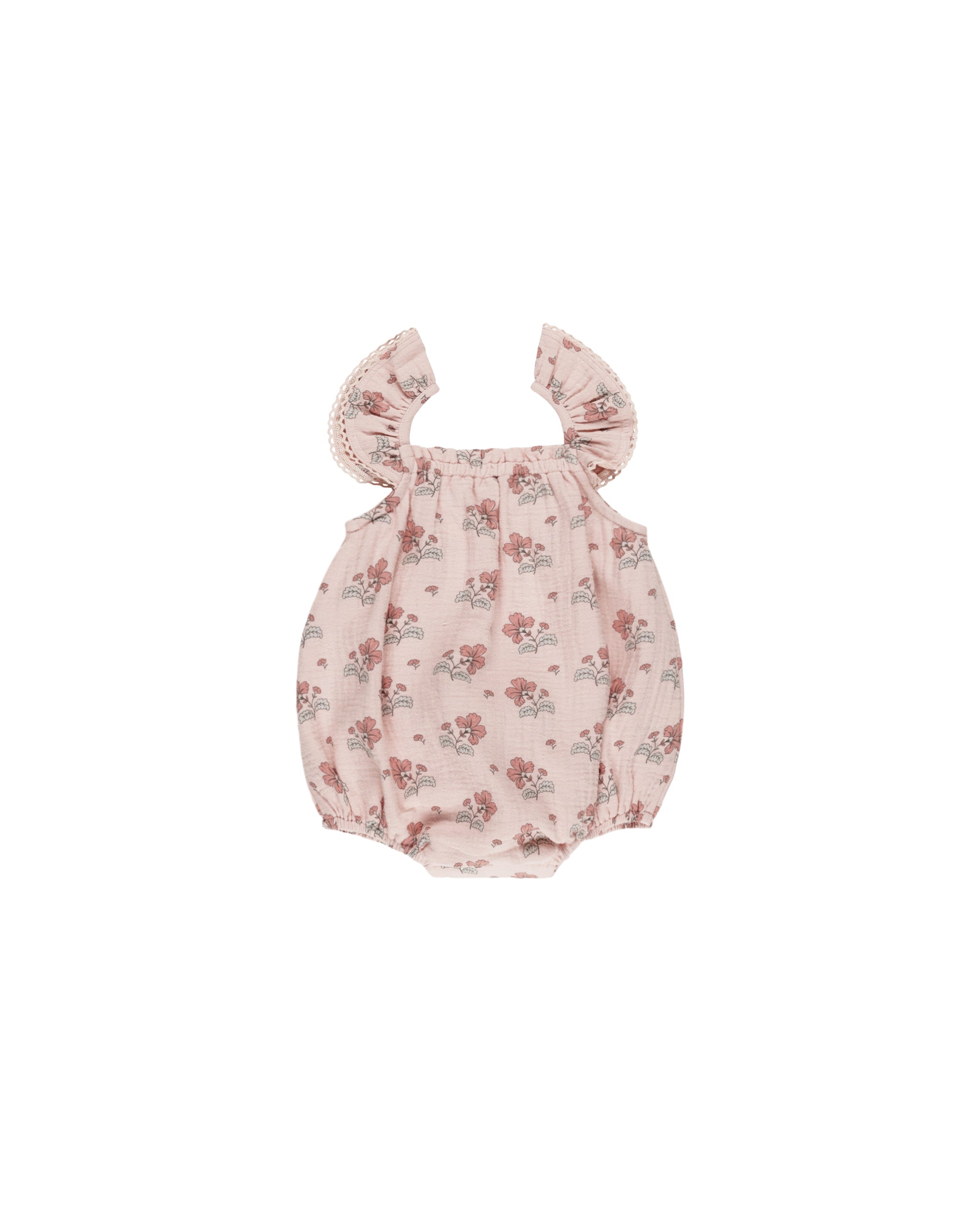 Quincy Mae Bonnie Vintage Floral Romper for Baby Girls | Soft Cotton Jumpsuit | Perfect for Summer Outfits, Photoshoots & Playdates