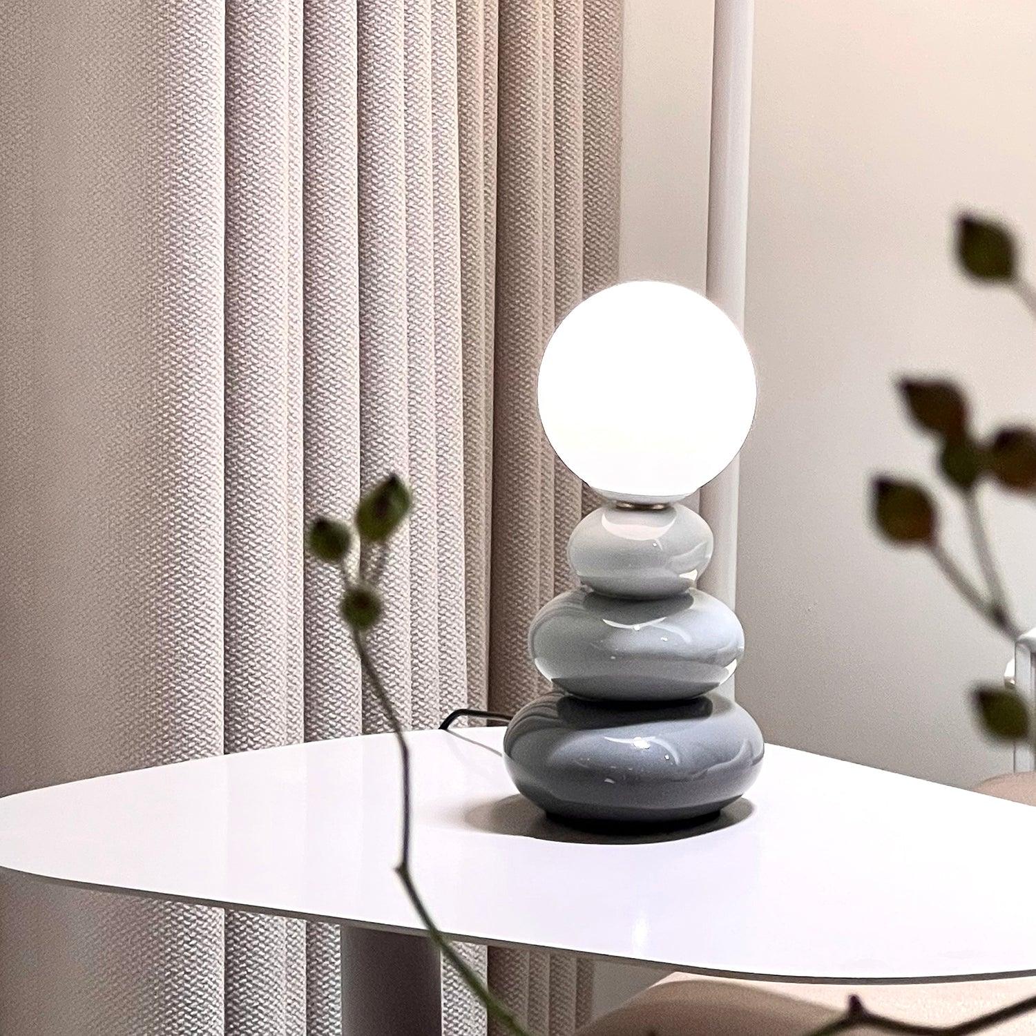 Triple Gourd Table Lamp - Modern Handcrafted Ceramic Nightstand Light for Bedroom, Living Room & Office Decor - Perfect for Ambient Lighting and Home Styling