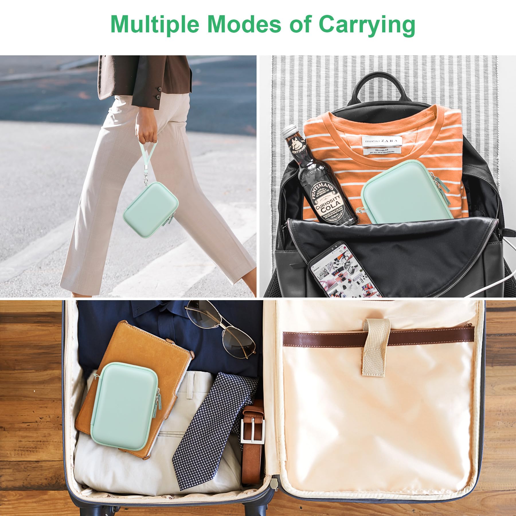 Canboc Durable Mesh Carrying Case for NIIMBOT D11 Bluetooth Label Printer - Portable Storage Pouch Fits NiiMbot D11 Label Tapes, USB Cable & Accessories (Mint Green) - Perfect for Office, Home & Travel Organization