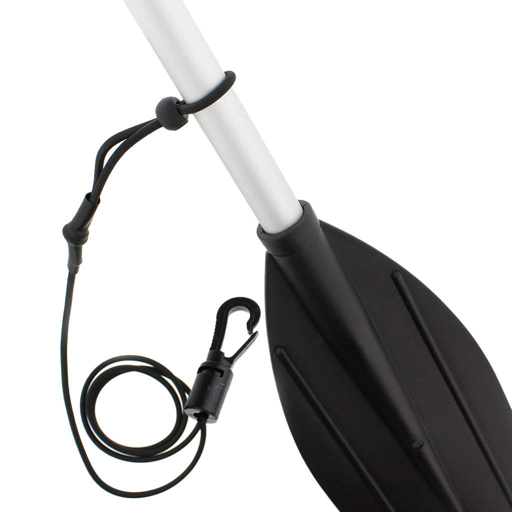 2-Piece Kayak Paddle Leash & Fishing Rod Holder - 44.5in Black Waterproof Safety Tether for Kayaking, Canoeing, and Fishing Accessories - Secure Gear While Paddling or Angling