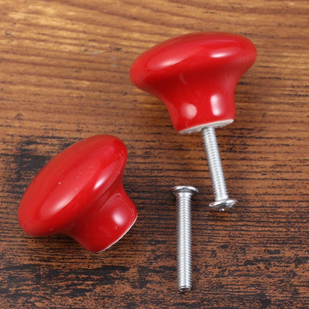 VORCOOL 5-Pack Ceramic Cabinet Knobs - Durable Round Drawer Pull Handles for Kitchen Cabinets & Cupboards (Red) - Perfect for Home Renovation & DIY Furniture Upgrades