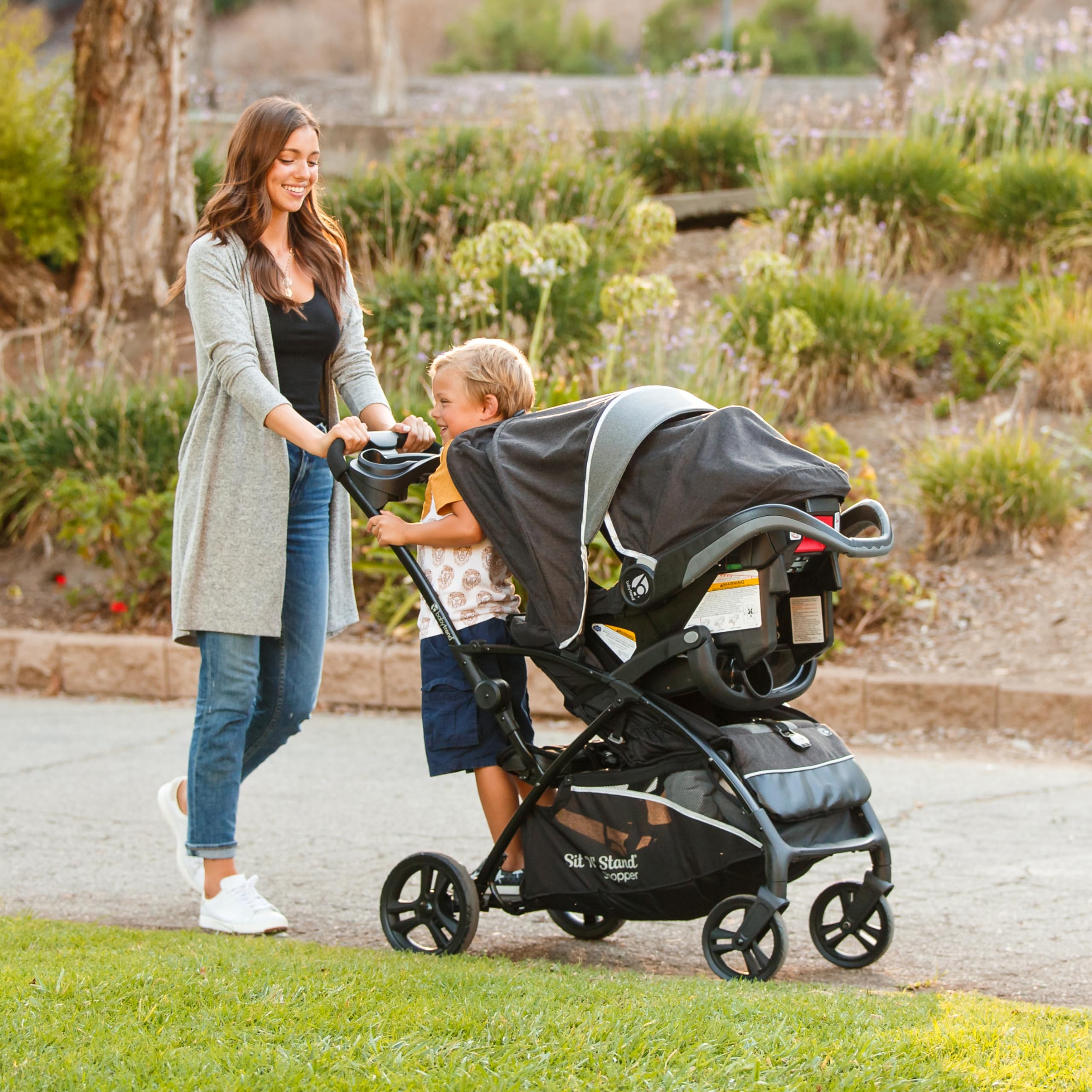 Baby Trend Sit N Stand® 5-in-1 Convertible Stroller & Infant Car Seat Travel System with Ally 35 Car Seat - Lightweight Stroller for Twins & Multiple Kids - Perfect for Shopping, Travel & Daily Outings