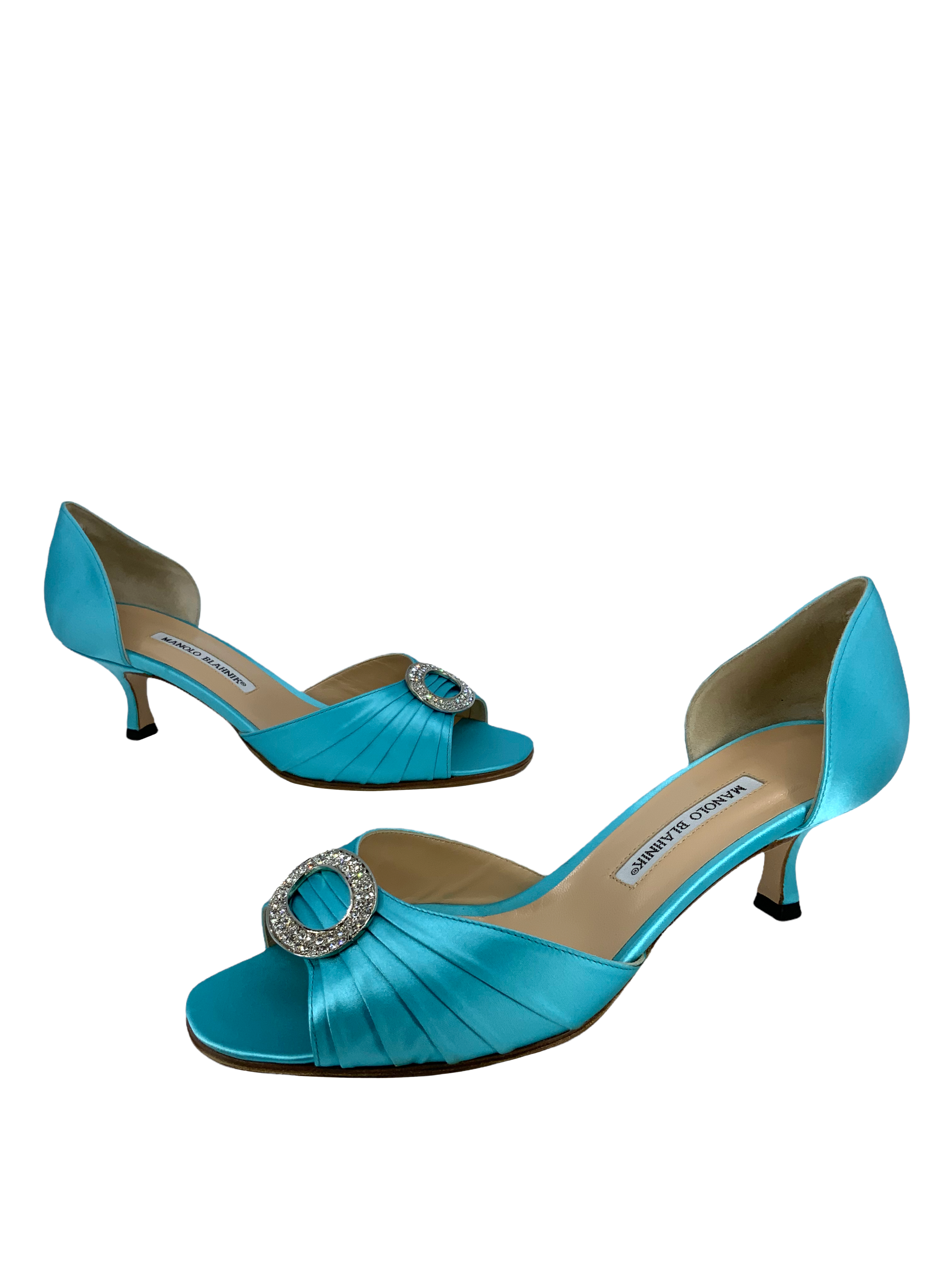 Manolo Blahnik Sedaraby Embellished Satin d'Orsay Pumps - Women's Size 10.5 (US) | Luxury Evening Heels for Weddings, Parties & Special Occasions