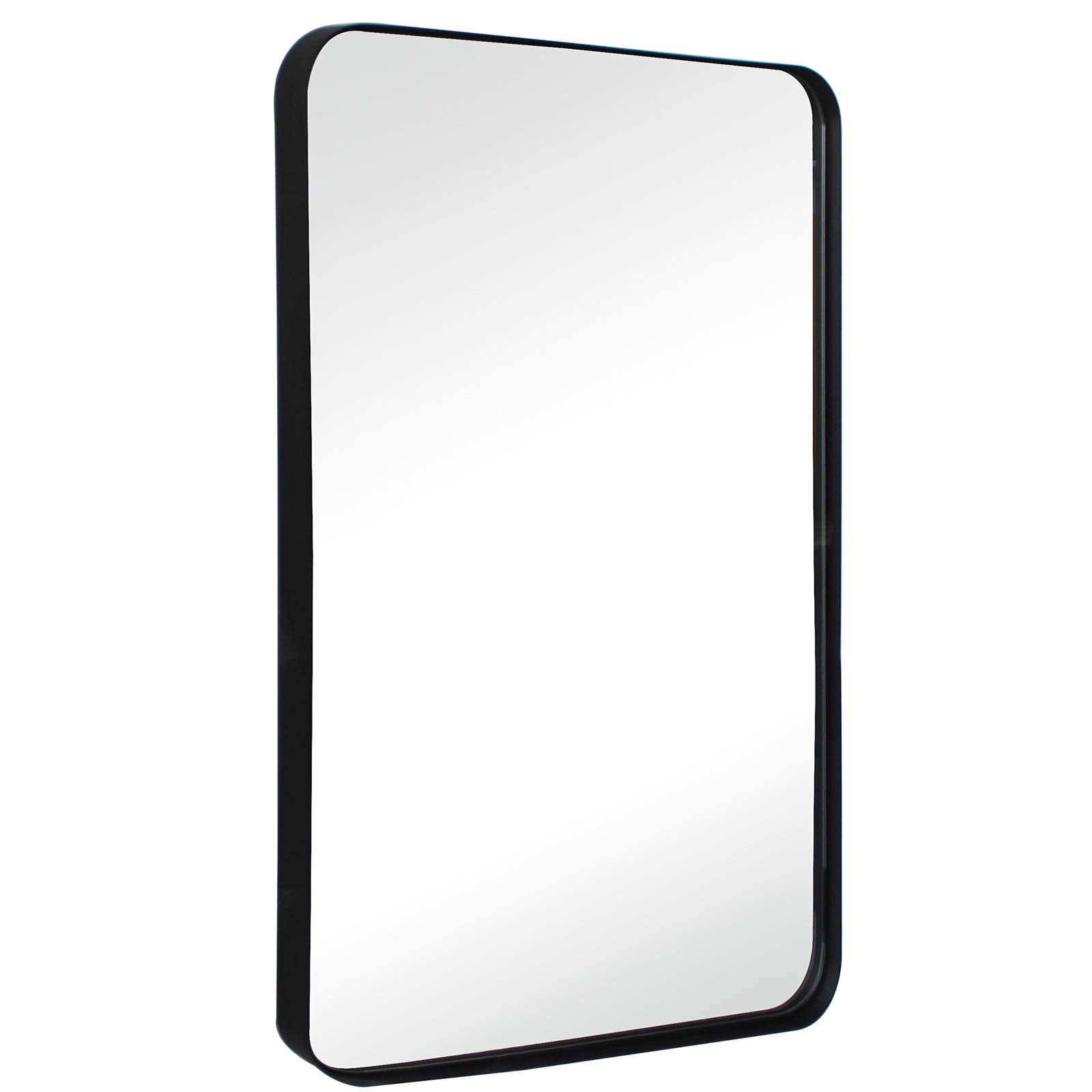 20x30 Inch Black Stainless Steel Framed Bathroom Mirror - Wall Mounted Rounded Rectangular Vanity Mirror for Modern Bathroom Decor | Rust-Resistant, Shatterproof & Easy Installation