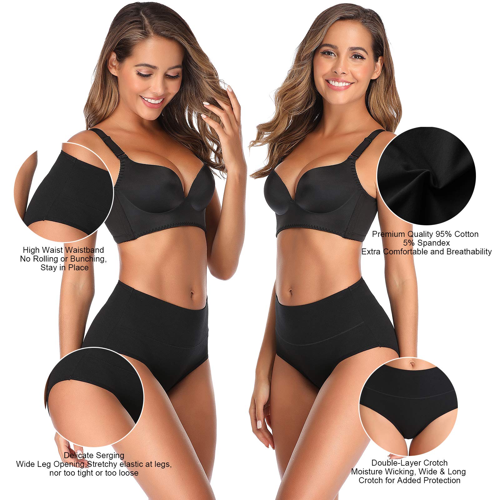Women's Cotton Mid Waist Underwear - No Muffin Top Full Coverage Briefs Panties Lingerie Multipack | Comfortable Everyday Wear for Work, Yoga & Sleep