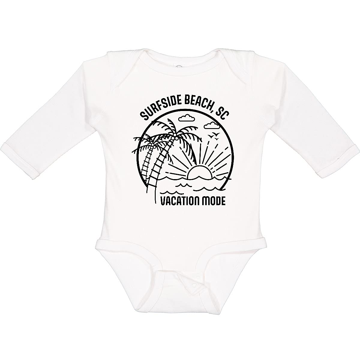 Inktastic Summer Vacation Mode Surfside Beach South Carolina Long Sleeve Baby Bodysuit - Soft Cotton Creeper for Boys & Girls - Perfect Beach Outfit, Family Vacation Gift, Coastal Themed Baby Shower Present