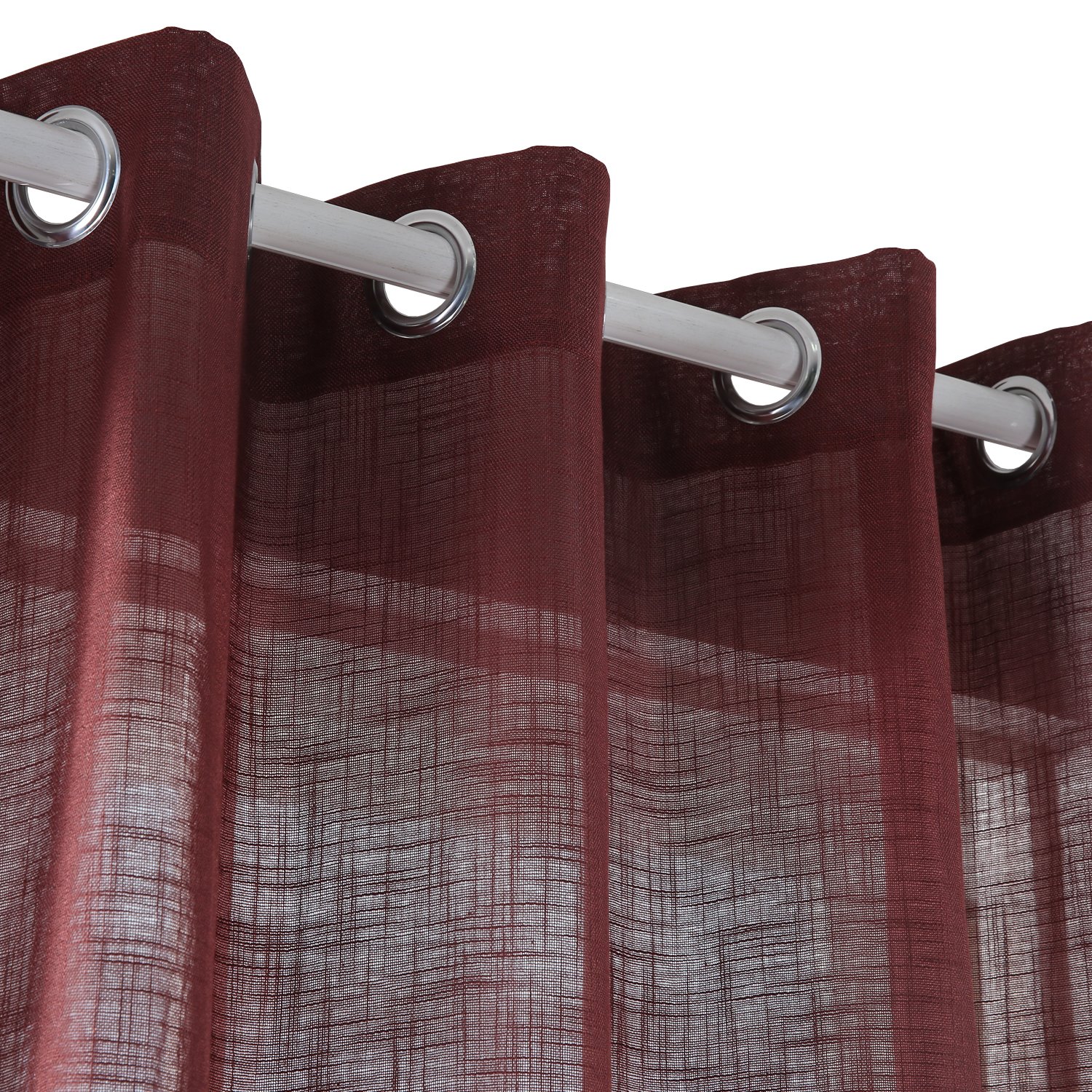 Deconovo Sheer Red Curtains for Living Room & Bedroom - Light Filtering Window Drapes for Privacy & Sun Protection