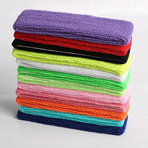 12pcs x mixed color cotton sweatband headbands