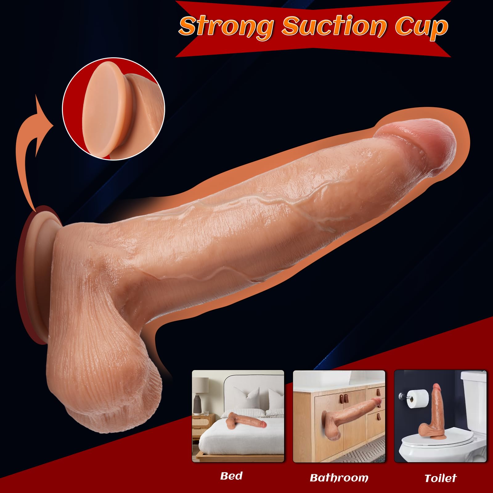 13 Inch Realistic Silicone Dildo for Women - Ultra-Lifelike Skin Feel G-Spot & Anal Stimulator with Strong Suction Cup - Perfect for Solo Play & Couples Intimacy - Adult Sex Toy for Deep Penetration & Pleasure
