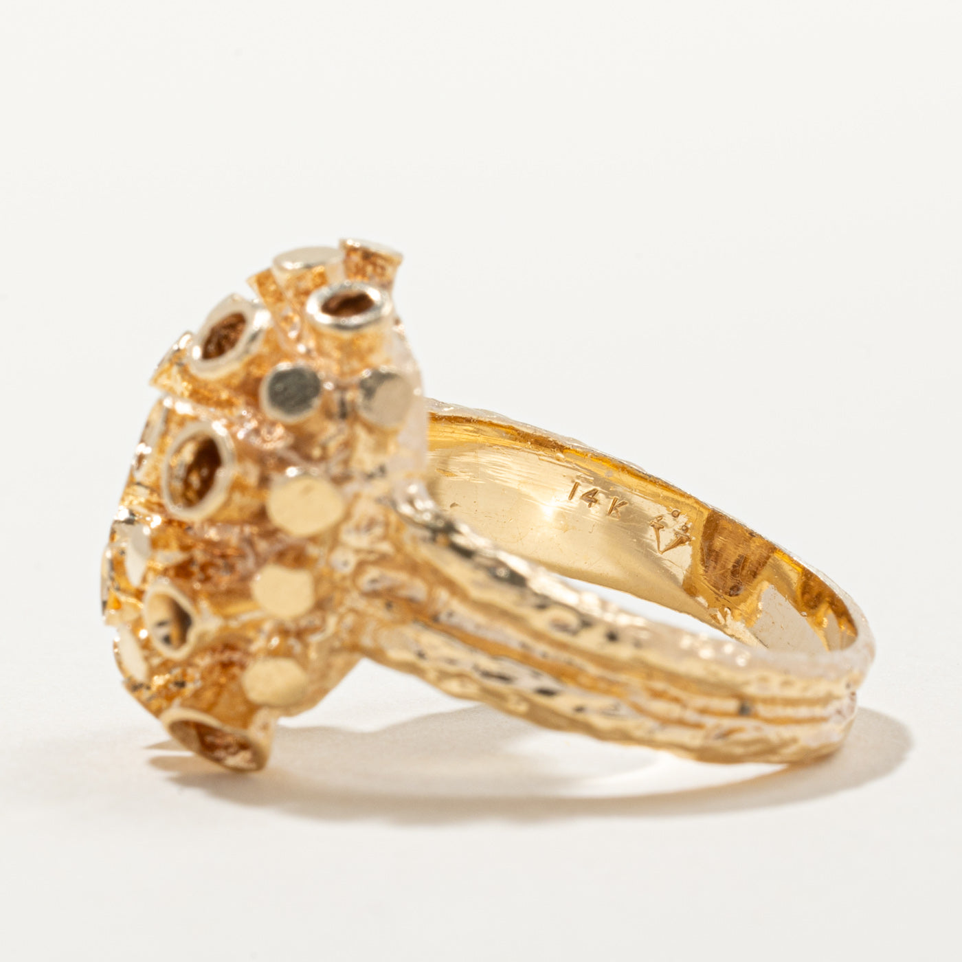 14K Yellow Gold Cocktail Ring for Women - Size 6.5 - Elegant Statement Jewelry for Parties, Weddings & Special Occasions