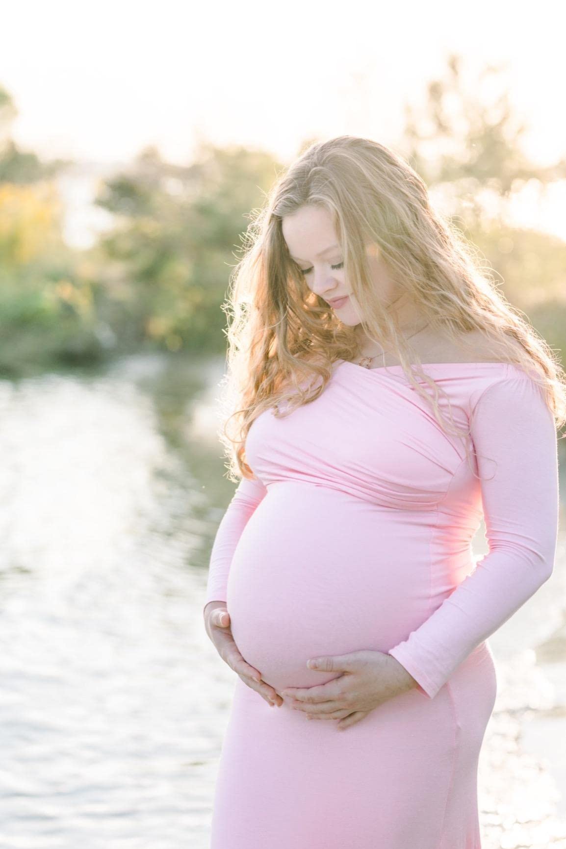 Saslax Elegant Maternity Maxi Dress - Long Sleeve Slim Fit Photography Gown for Pregnancy Photos, Baby Shower & Special Occasions