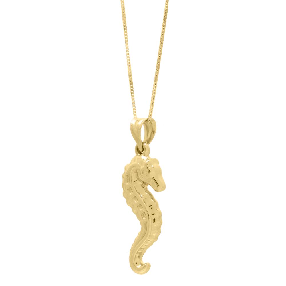 10K Gold Seahorse Pendant Necklace for Women - Elegant Sea Creature Jewelry Gift for Beach Lovers & Ocean-Themed Occasions