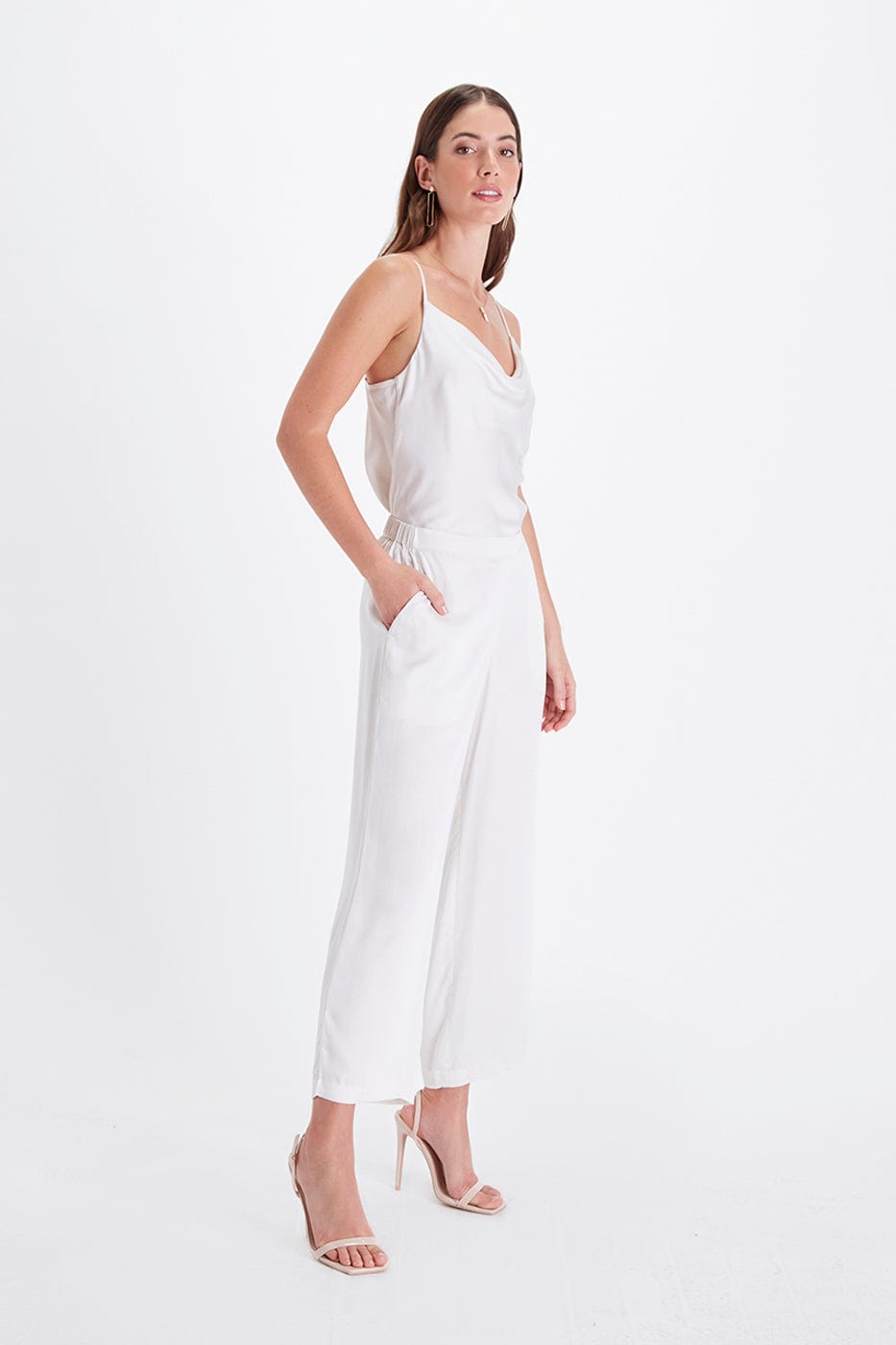 Cowl Neck TENCEL™ Modal Vegan Camisole Top for Women | Soft Breathable Summer Tank | Snow White | Perfect for Yoga, Beachwear & Layering