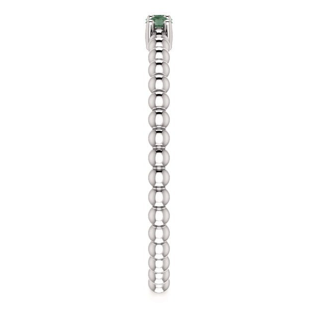 14K Gold 0.12 CTW Alexandrite 3 Stone Beaded Stackable Ring for Women - Elegant Jewelry Gift for Anniversary, Birthday & Special Occasions
