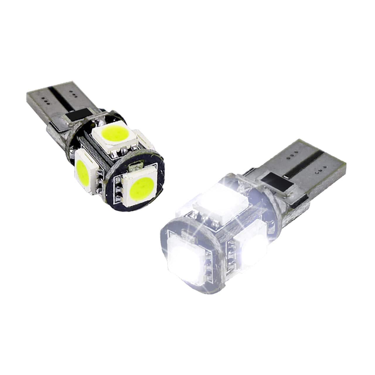 5 SMD T10 Canbus LED Bulb 2 Pack - White Error Free Car Interior Lights for Dome, Map, License Plate & Dashboard - Super Bright 194 168 W5W LED Bulbs