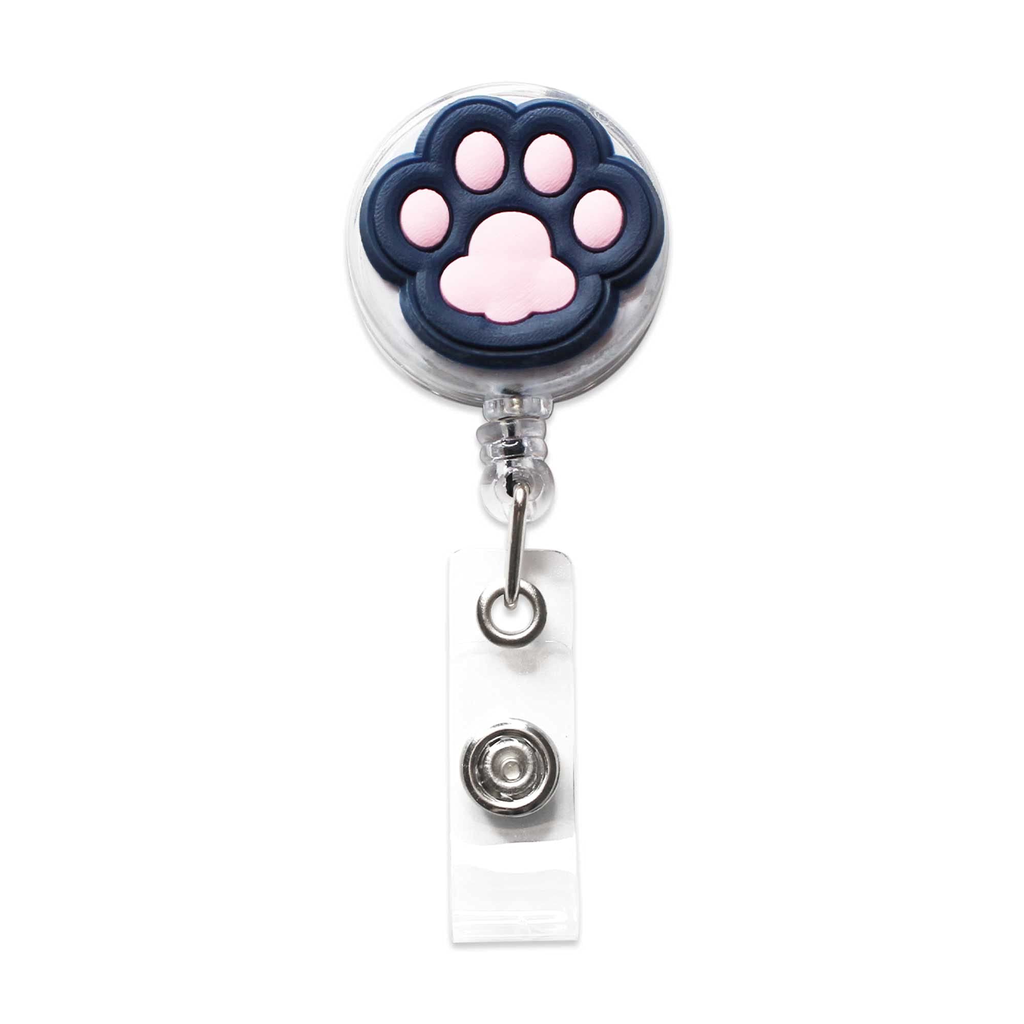 5Pcs Cat Paw Retractable ID Badge Reels - Cute Nurse Badge Holder with Clip for Healthcare Workers, Teachers & Students - Perfect for Hospitals, Schools & Office Use