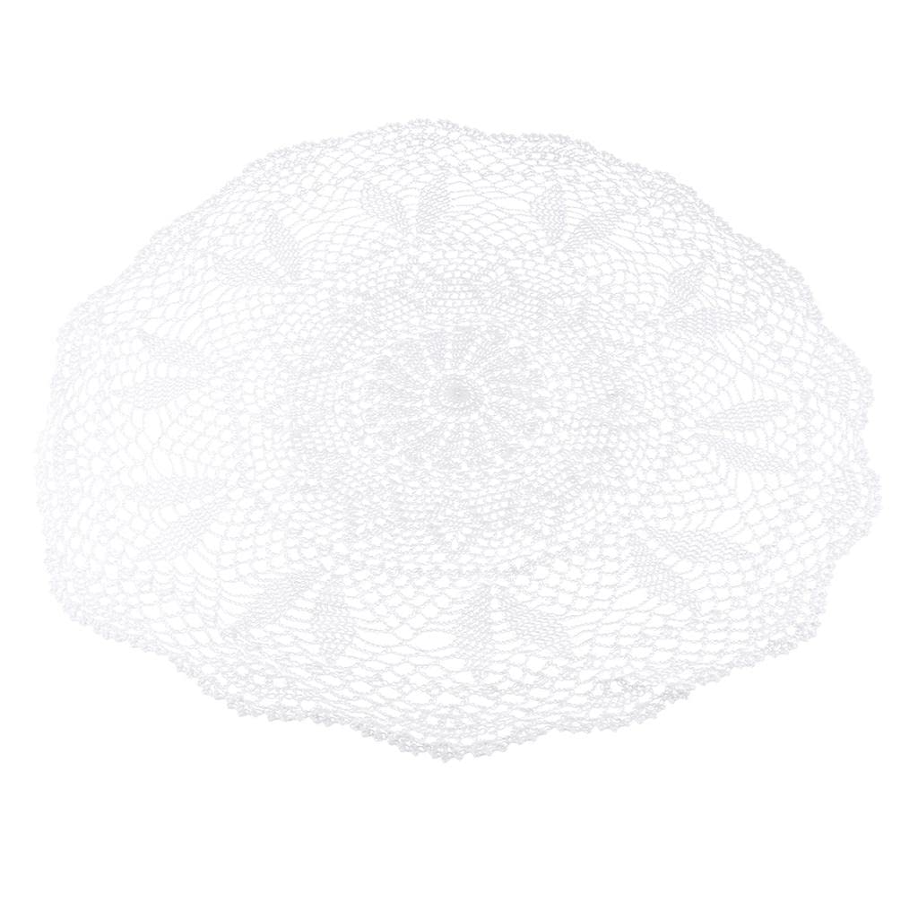 SM SunniMix Handmade Crochet Cotton Round Tablecloth - 23.6 Inch White Lace Table Cover for Wedding, Dining Room, Party Decor & Boho Home Decor