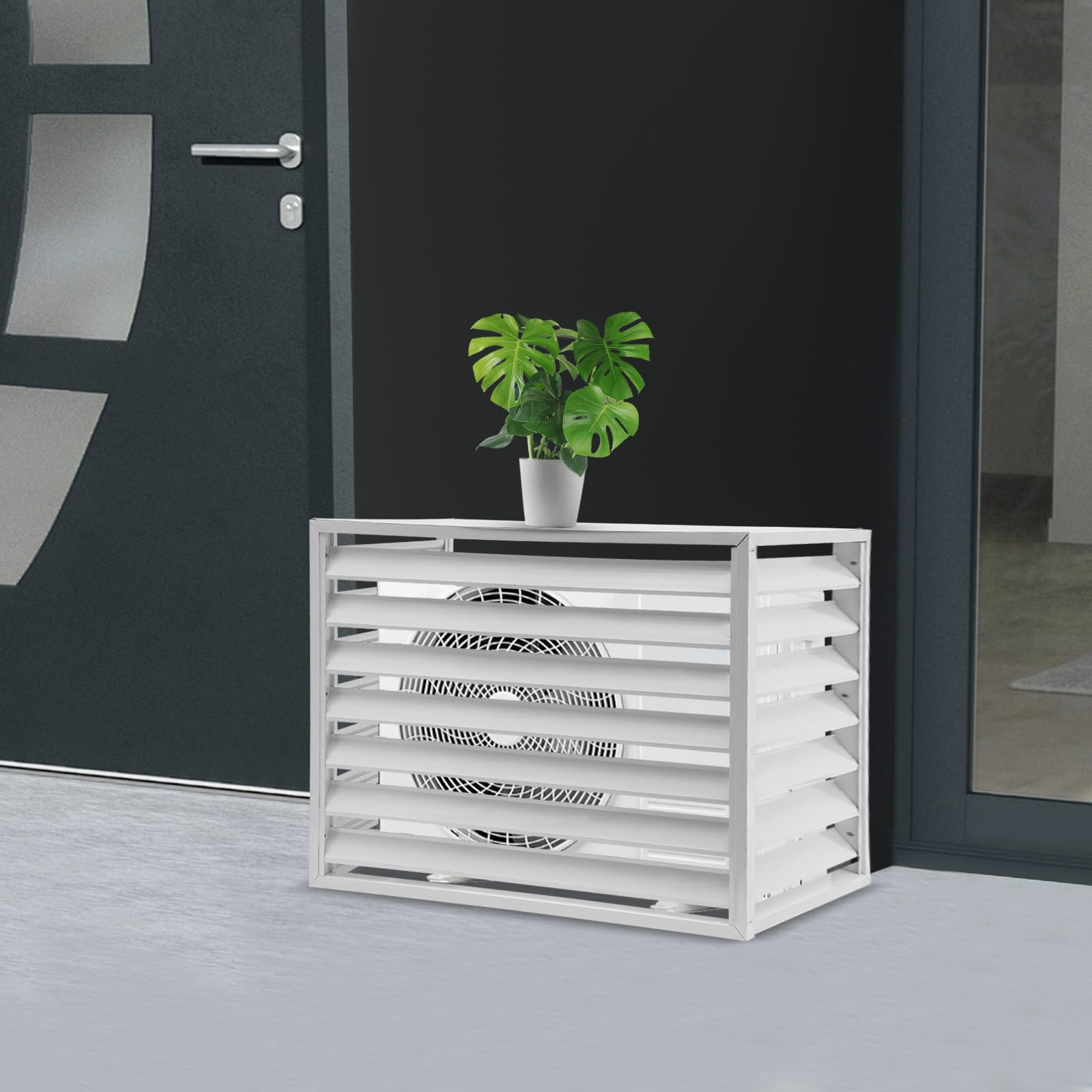 White Metal Air Conditioner Fence Screen for Outdoor AC Units - 43.31