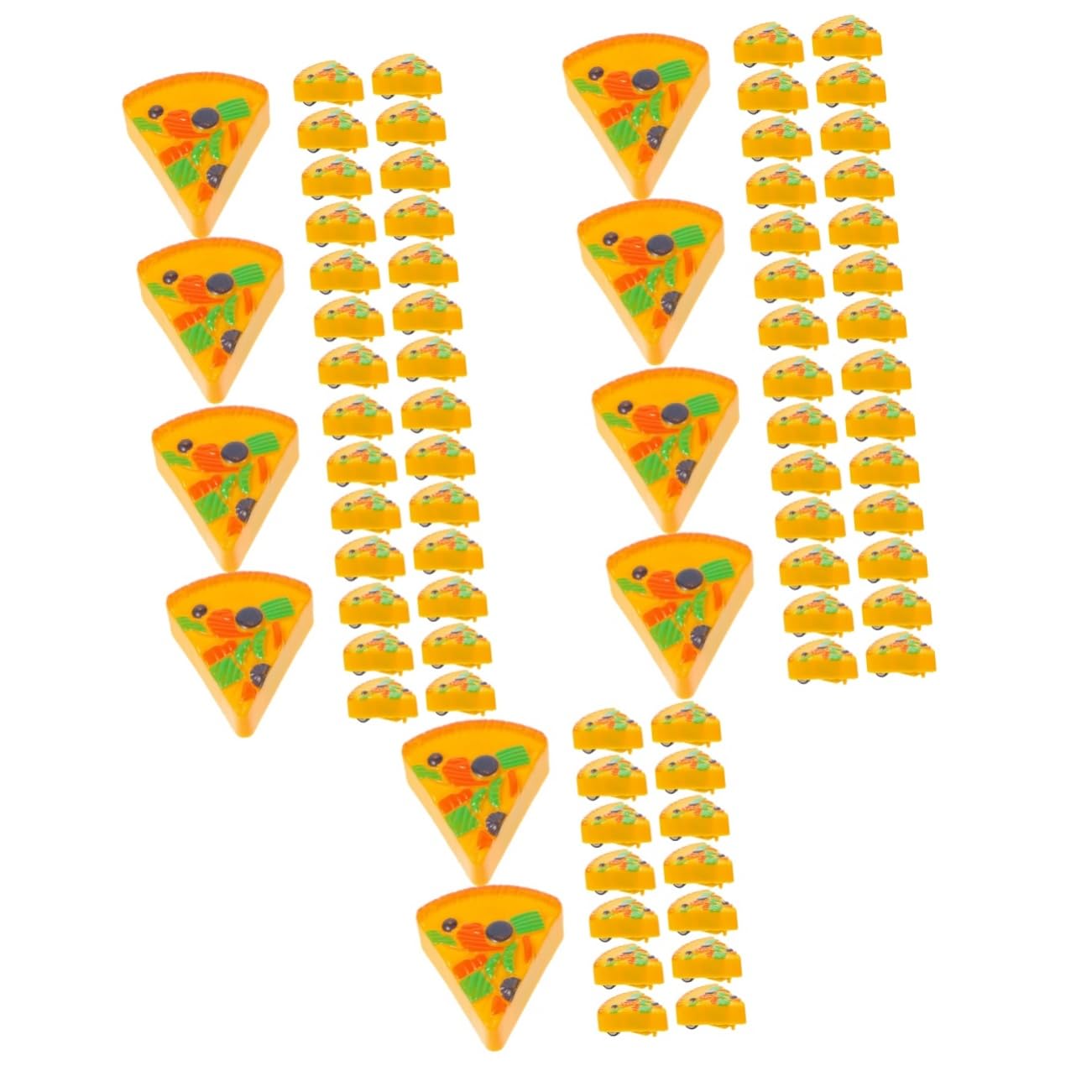 TOYANDONA 90-Piece Pizza-Themed Mini Car Toy Set - Push & Go Animal Vehicles, Plastic Collectible Trucks for Kids & Toddlers - Perfect for Birthday Gifts, Party Favors and Pretend Play