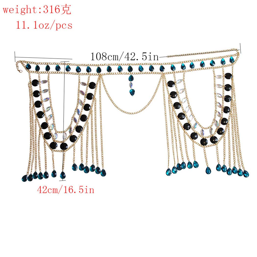 Sparkling Rhinestone Body Chains for Women - Sexy Belly Waist Skirt Jewelry for Festival, Party & Beach Wear - Elegant Body Accessories for Night Out, Bachelorette & Special Occasions