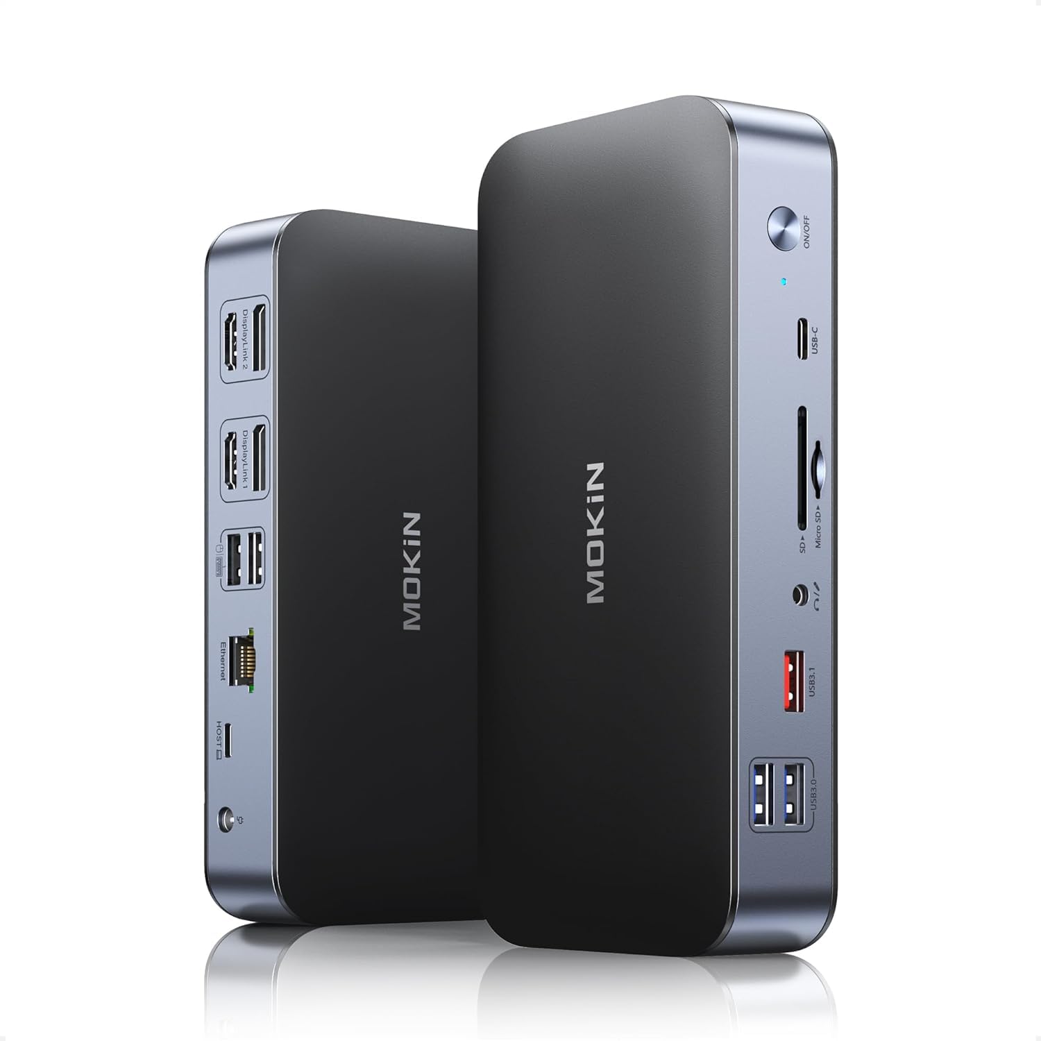 DisplayLink USB C Docking Station Dual Monitor - 120W Power Delivery, 2 HDMI & 2 DisplayPort, 2.5Gbps Ethernet, USB 3.1/3.0/2.0, SD/TF Card Reader - Compatible with MacBook Pro/Air, Dell, HP, Lenovo Laptops - Perfect for Home Office & Multi-Screen Workstations