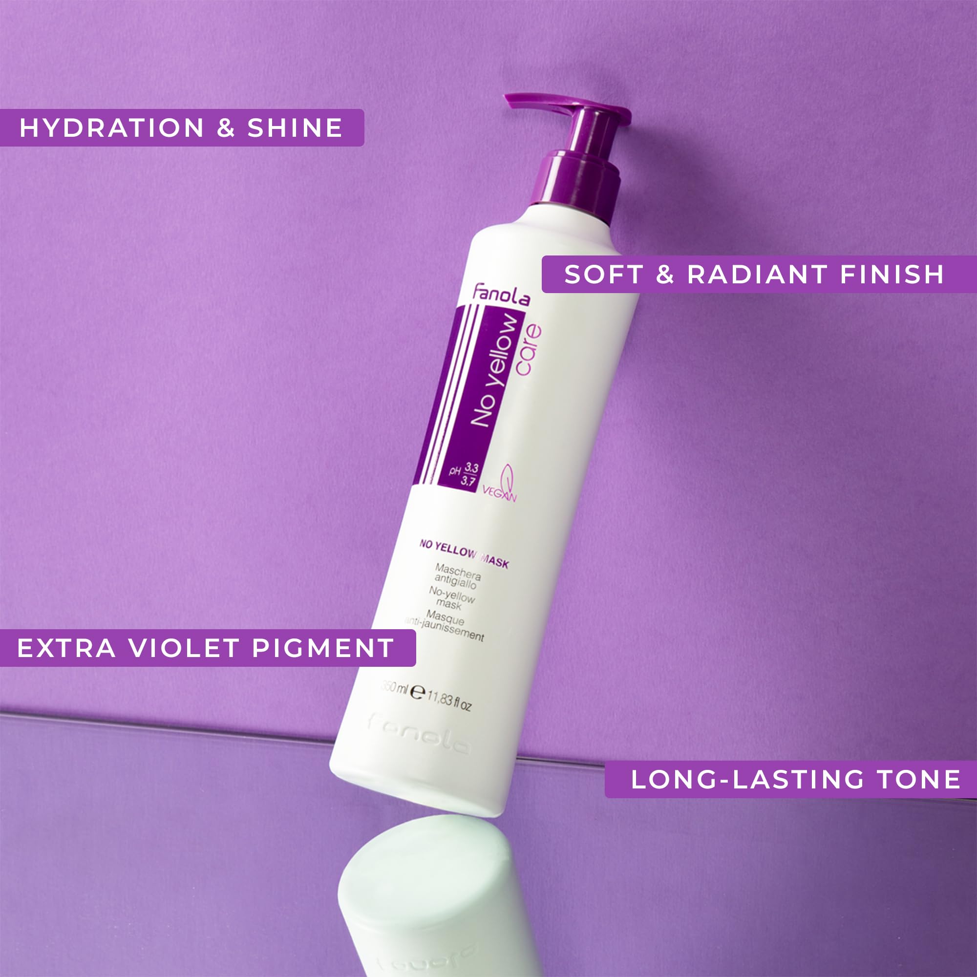 Fanola No Yellow Shampoo & Mask Bundle - Purple Toning Treatment for Blonde, Silver & Gray Hair - Salon Quality at Home - Eliminates Brassiness & Enhances Cool Tones (Perfect for Color-Treated & Bleached Hair)
