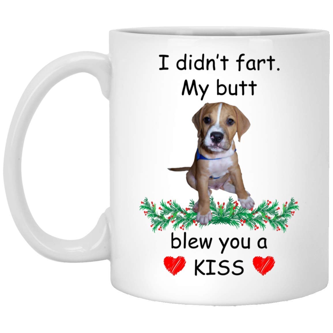 Funny Pet Lover Coffee Mug - 11oz White Ceramic Beabull Fawn 'Blew You A Kiss' Design - Perfect Christmas 2024 Gift for Dog Owners - Great for Office, Home & Coffee Lovers