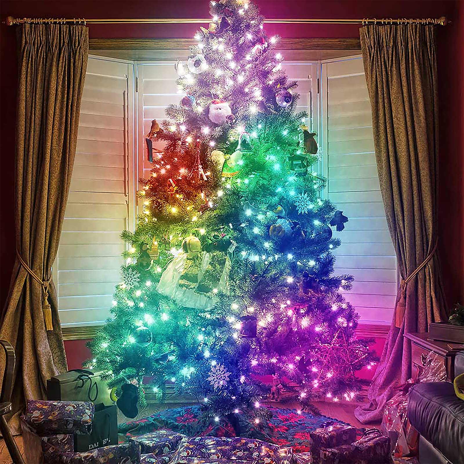 FUOBECIE Large Particle LED String Lights - Smart WiFi RGB Color Changing Decorative Lights for Festivals, Restaurants, Parties & Home Decor