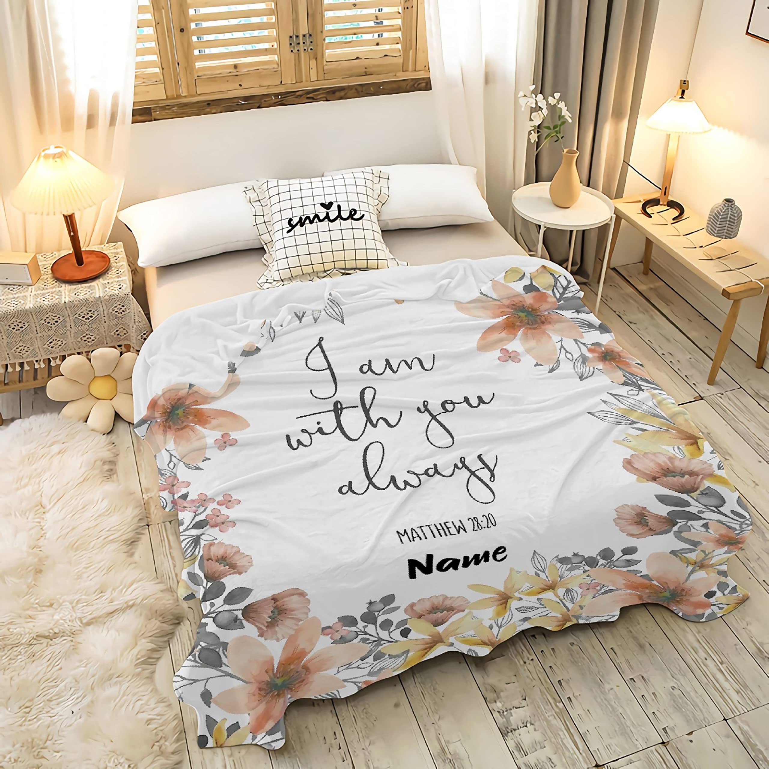 Personalized Bible Verse Blanket with Name - Custom Christian Gift for Women & Teens | Religious Inspirational Throw Blanket 60