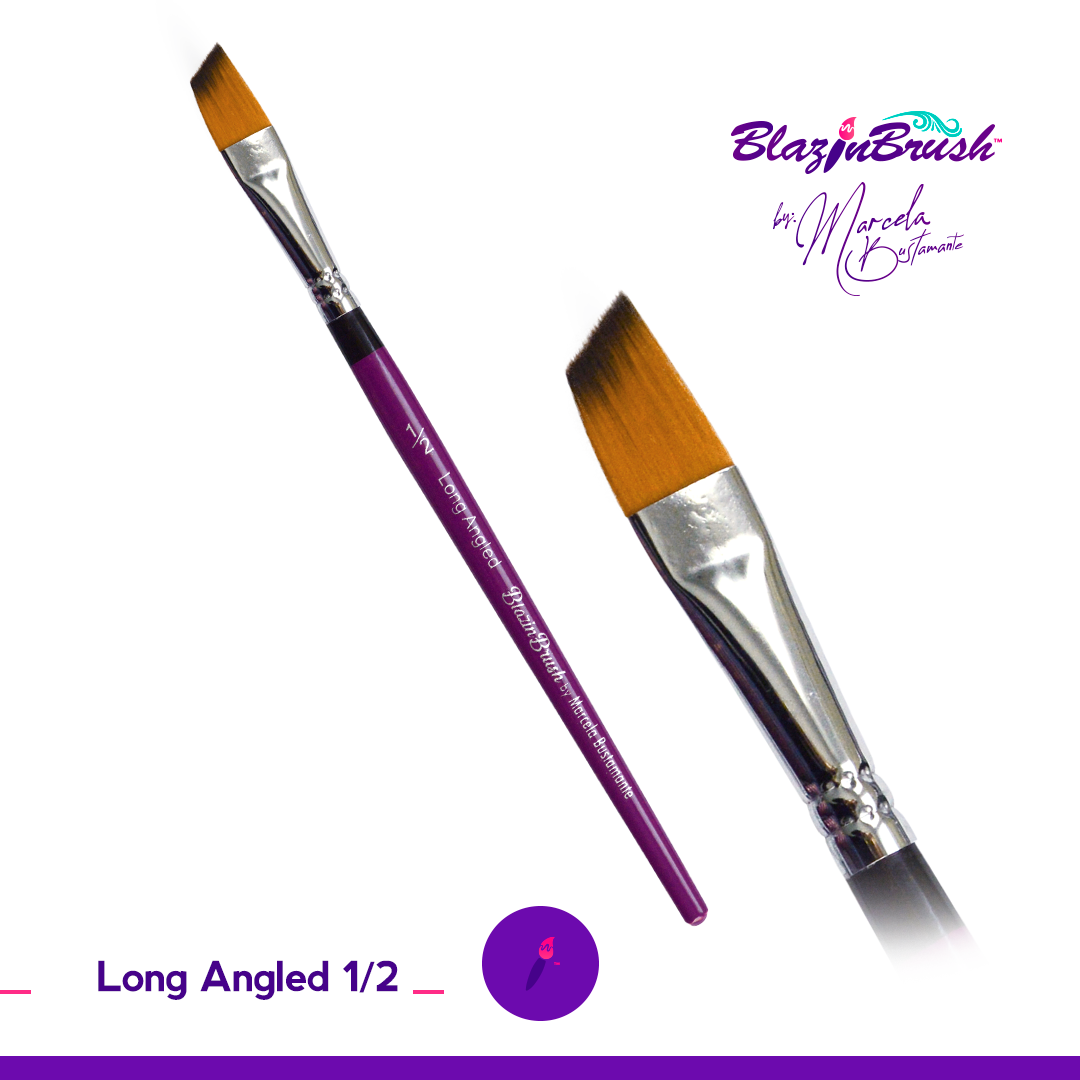 Blazin Brush 1/2 Inch Long Angled Paint Brush - Professional Artist & DIY Home Painting Tool for Canvas, Walls, Furniture & Crafts