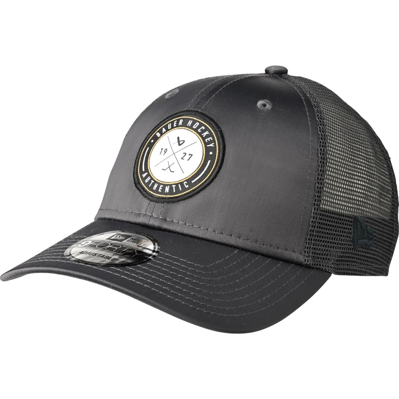 Bauer New Era 9Forty Adjustable Patch Cap - Grey Baseball Hat for Men & Women - Perfect for Sports, Casual Wear & Outdoor Activities