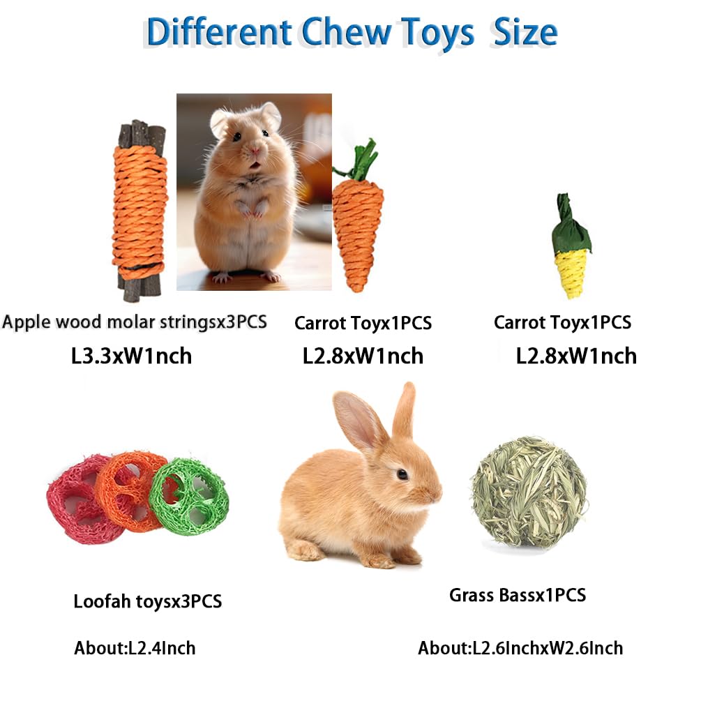 Natural Apple Wood Rabbit Chew Toys 9PCS - Teeth Care Bunny Toys for Guinea Pigs, Hamsters, Chinchillas & Hedgehogs | Small Animal Dental Health & Stress Relief | Perfect for Cage Enrichment & Playtime
