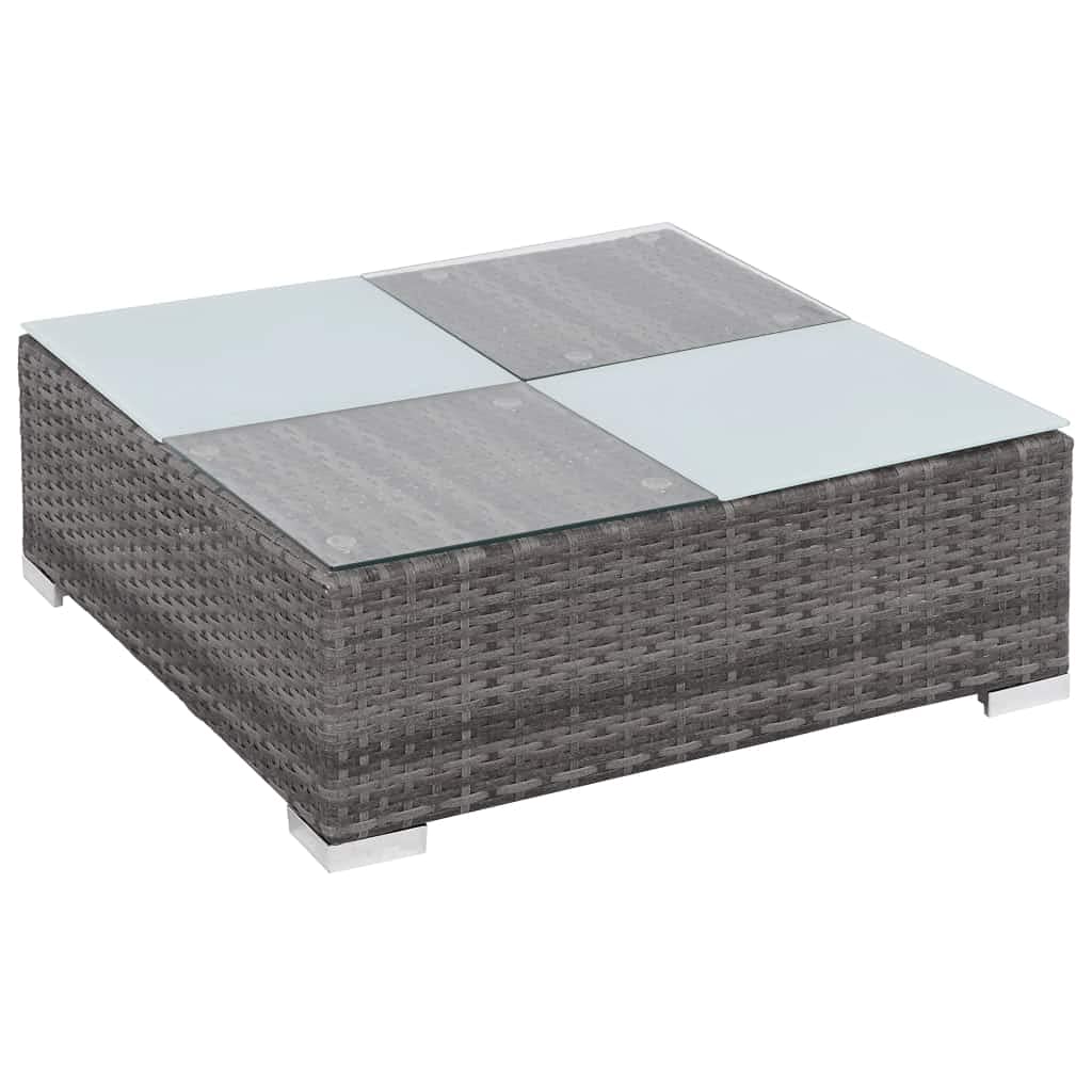 12-Piece Outdoor Patio Furniture Set - Modular Wicker Sofa & Dining Table with Cushions, Gray Poly Rattan - Fast Shipping | Perfect for Garden, Poolside & Backyard Relaxation