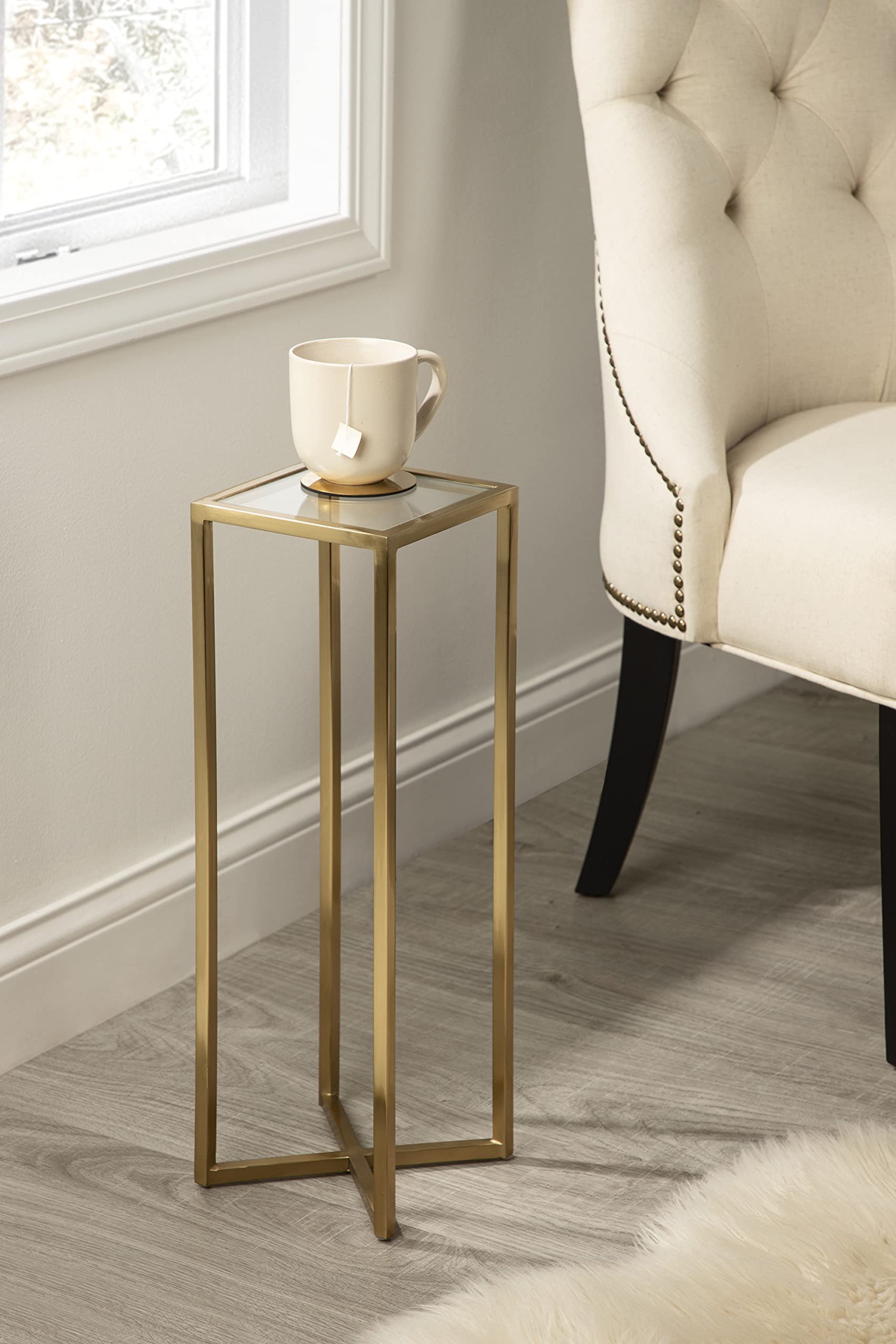 Kate and Laurel Jaspur Modern Gold Drink Table - Glam Accent Table for Living Room, Bedroom & Office - Decorative Side Table with Storage for Display & Organization