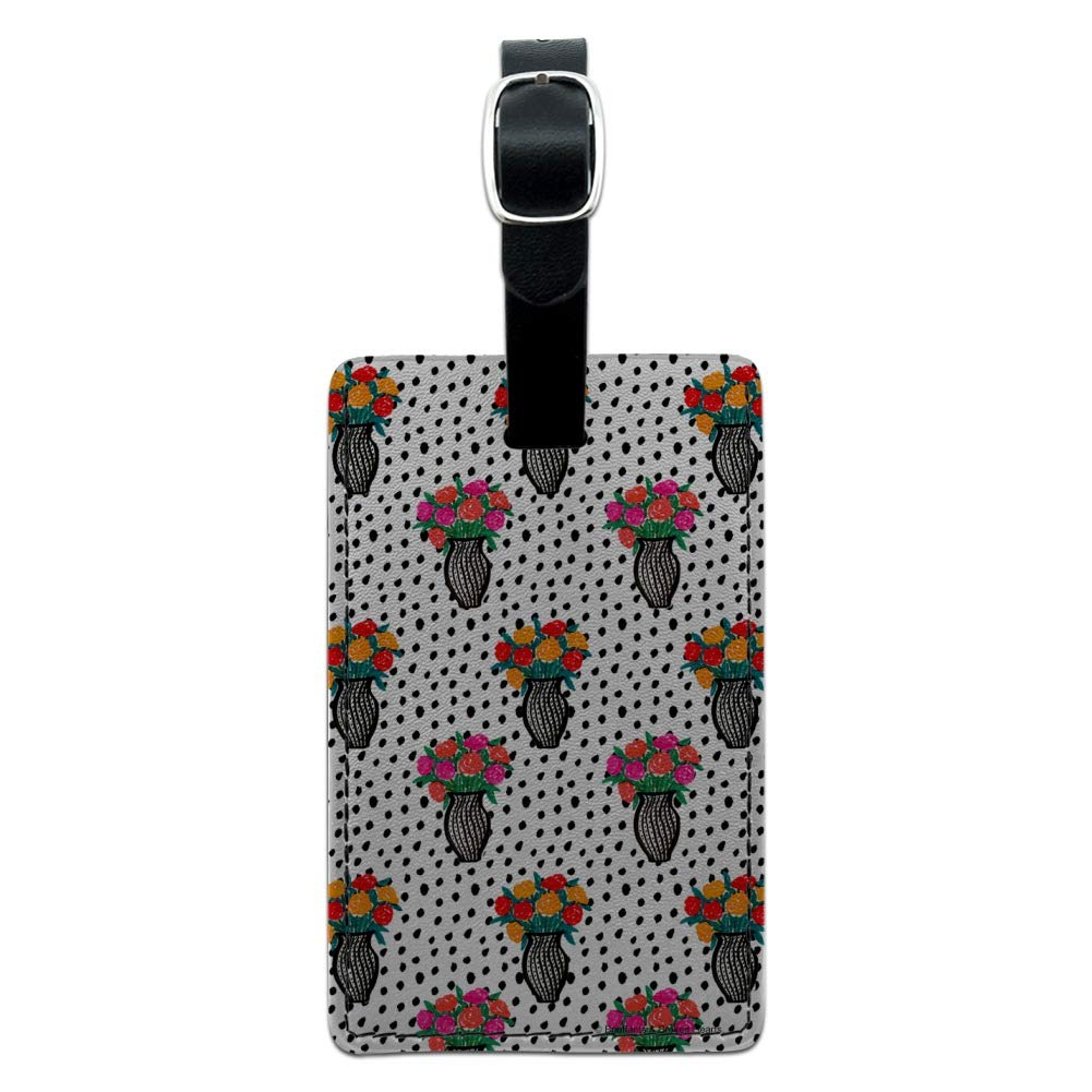 Stylish Rectangle Leather Luggage Tag with Floral Pattern - Durable Suitcase ID Tag for Carry-On Bags | Perfect for Travel, Business Trips & Vacation Identification