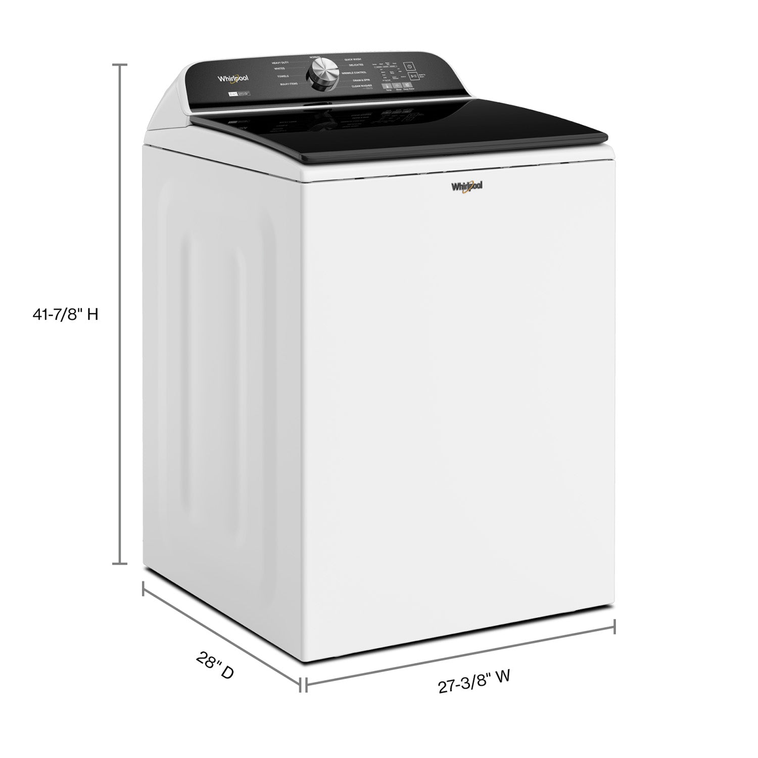 Whirlpool WTW6157PW 6.1 Cu Ft White Top Load Washing Machine - Large Capacity Laundry Washer for Family Homes & Apartments