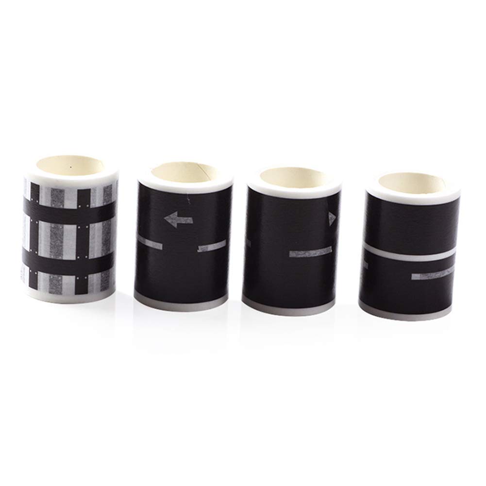 4 Rolls Railway Road Washi Tape - Decorative Adhesive Masking Tape for Toy Cars, DIY Scrapbooking, Journaling & Craft Projects - Perfect for Traffic-Themed Decorations and Road Play Scenes