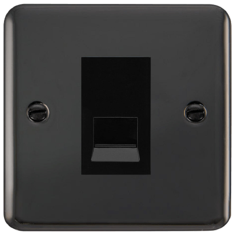 Black Nickel RJ11 Phone Jack Socket - Click Deco Plus DPBN115MBK for Home & Office Telephone Wiring Installation